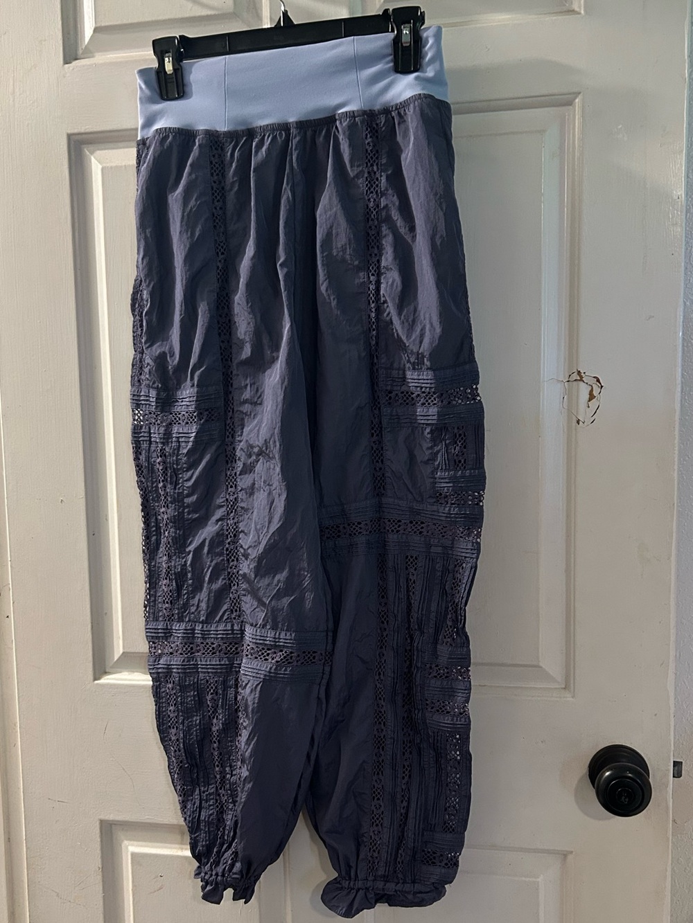 Free People Lavender and Light Blue Crochet Detail Harem Pants